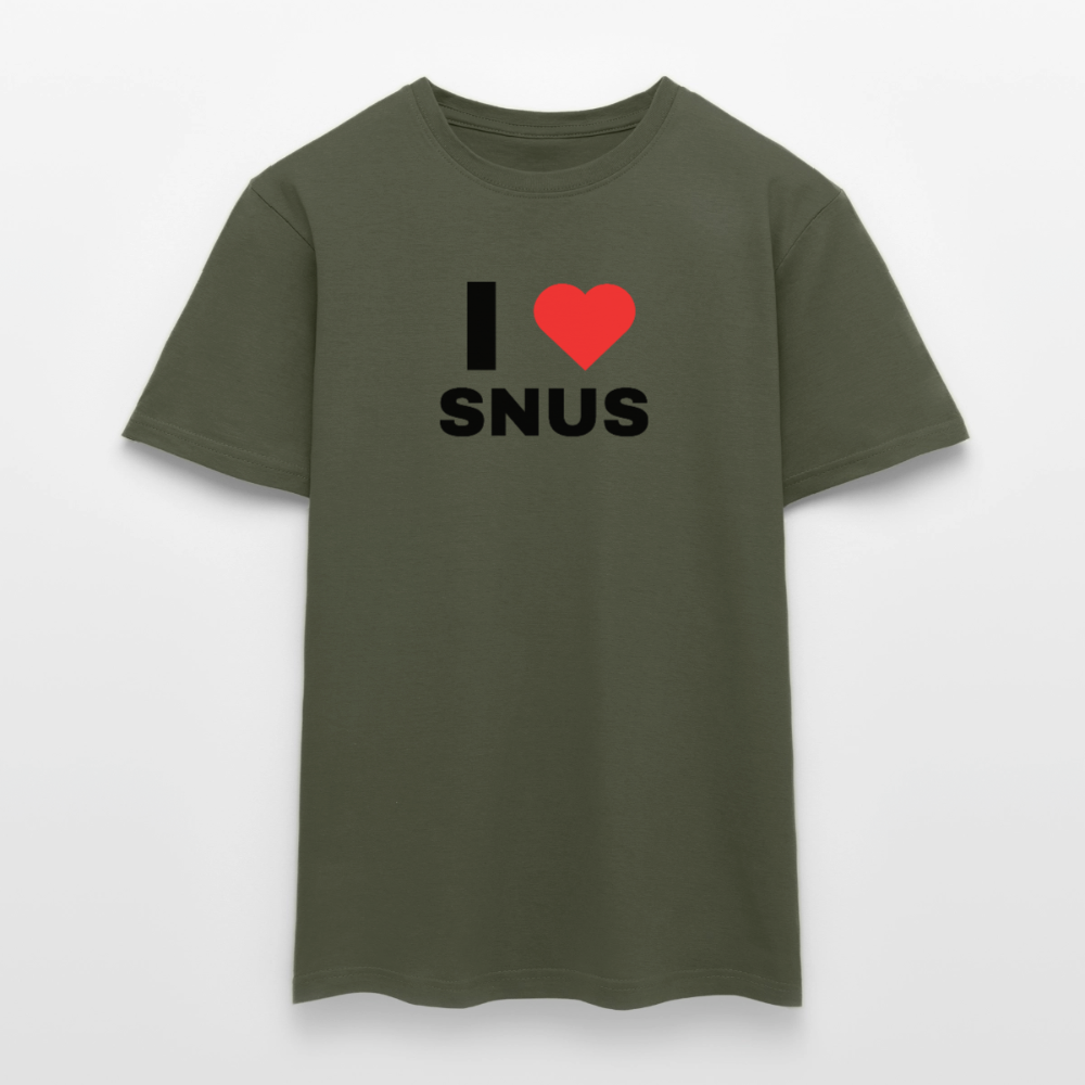 I love snus T-shirt herr - Militärgrön