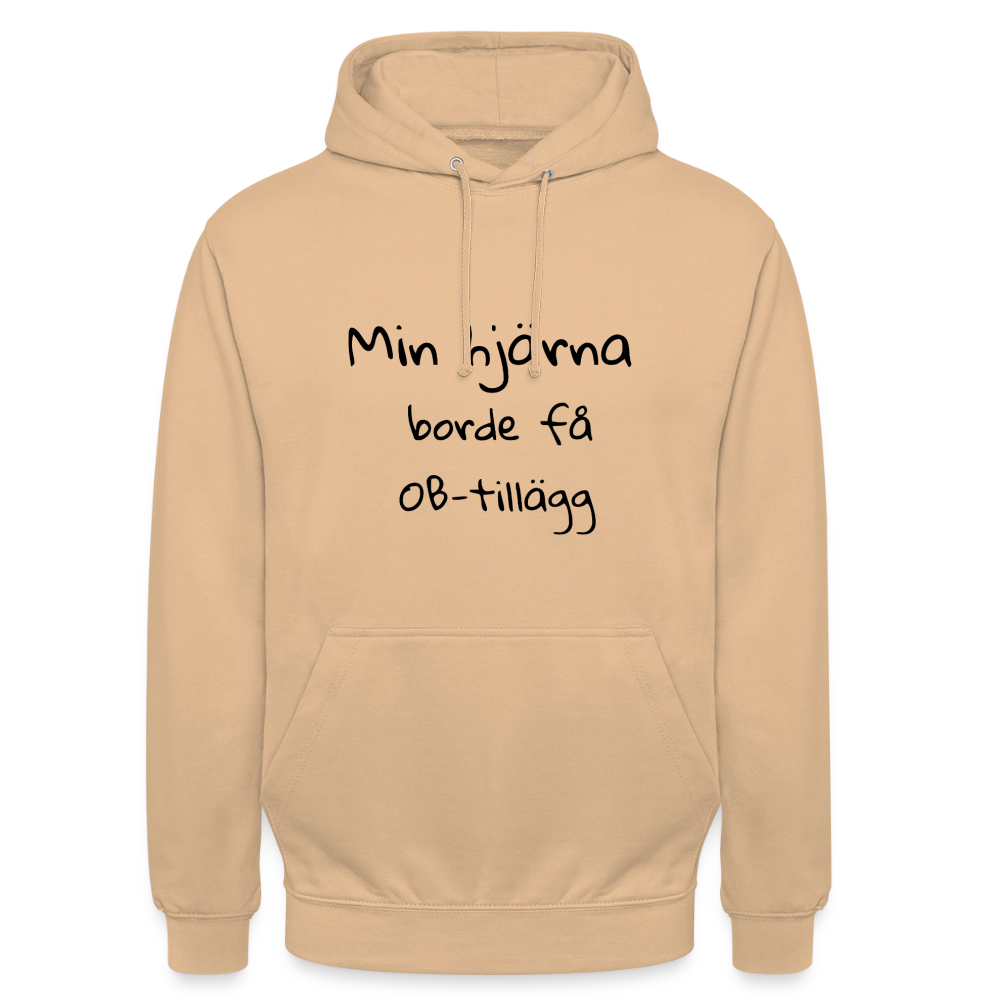 Min hjärna borde få OB-tillägg Hoodie Unisex - persika
