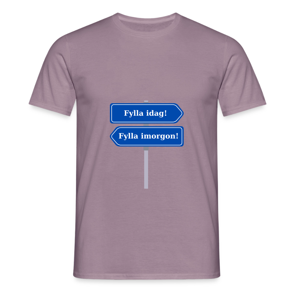 Fylla idag / Fylla imorgon vägskylt T-shirt Herr - lilagrå 