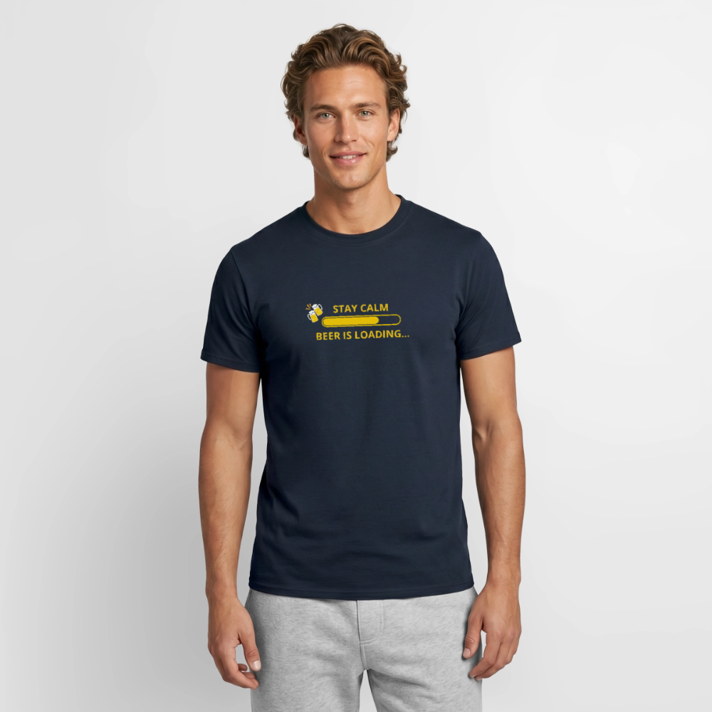 Stay calm beer is loading T-shirt herr - marinblå