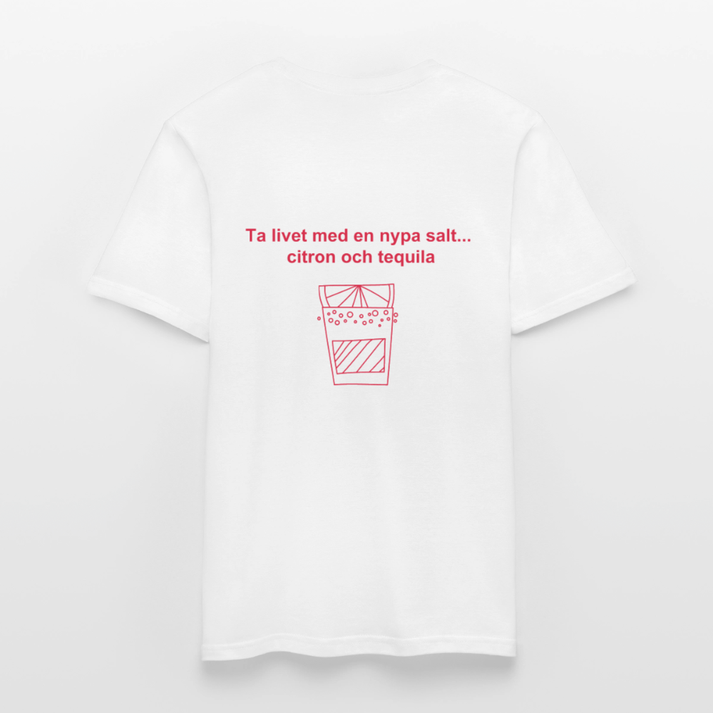 Ta livet med en nypa salt, citron och tequila T-shirt herr - vit